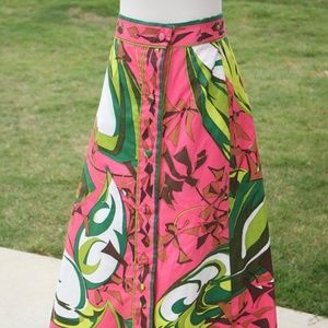 Emilio Pucci Vintage 1970s Cotton Midi Skirt